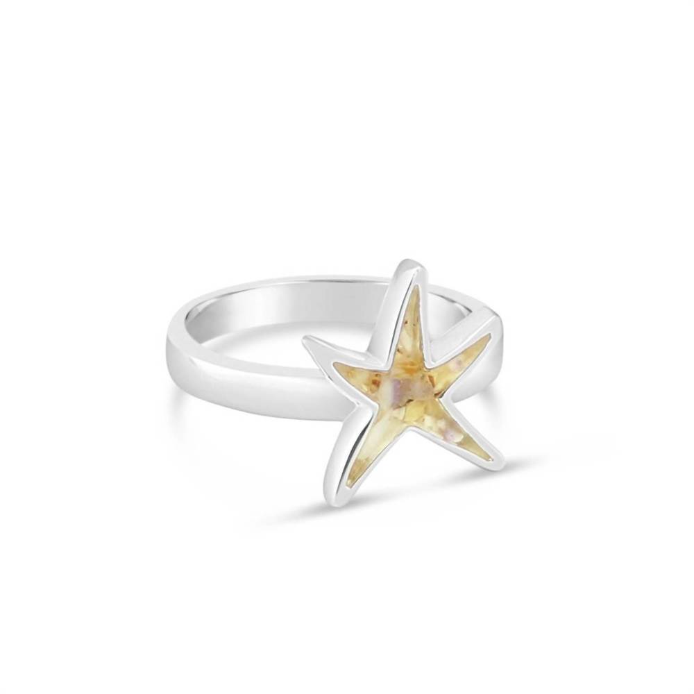 NEW DUNE JEWELRY women's delicate starfish shaped ring in silver